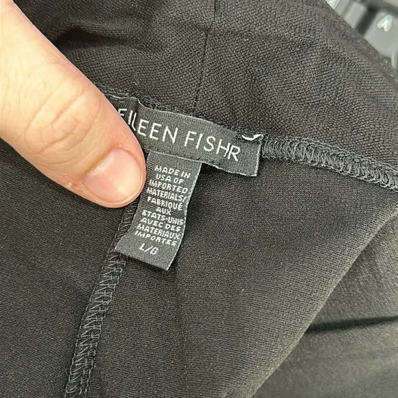 Eileen Fisher Womens Pants Large Black Viscos Tapered Relaxed Pull‎ On Stretch - Picture 2 of 6